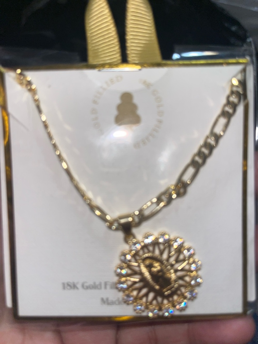 18K Gold-Filled Sunburst Pendant Necklace with Clear Cubic Zirconia - Gold